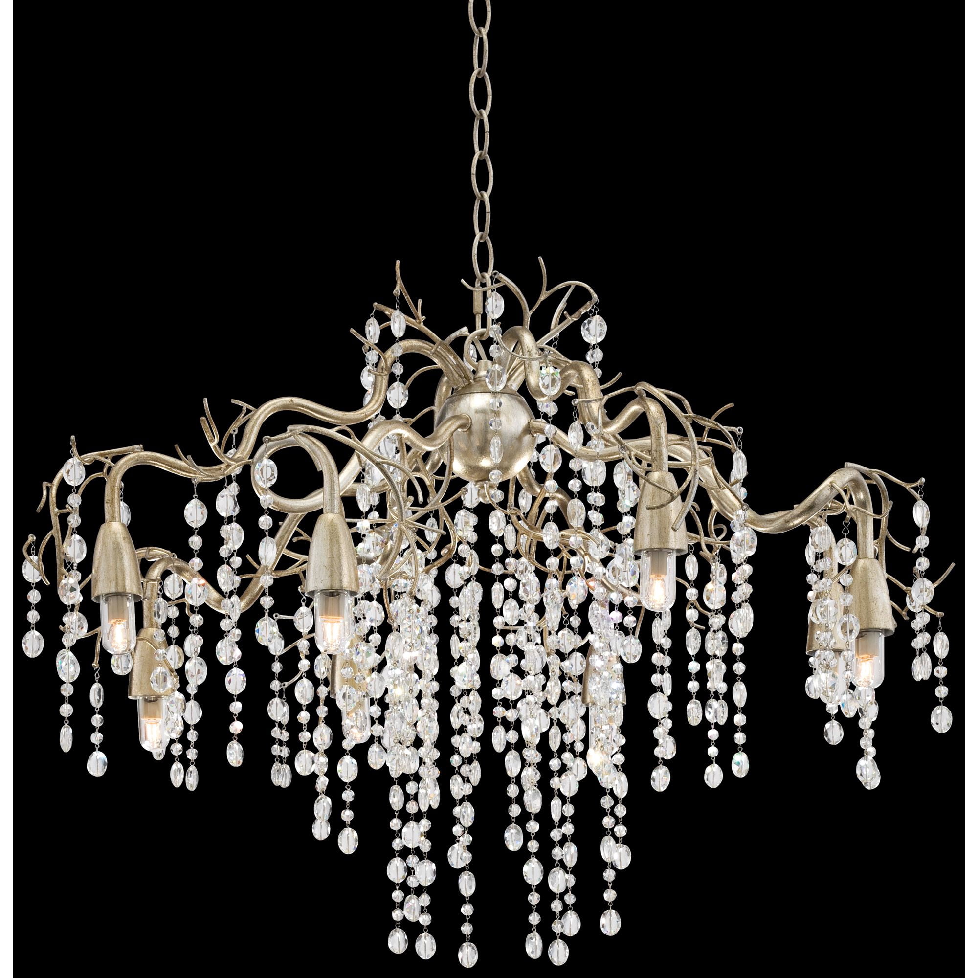 Possini Euro Design Branches Champagne Silver Chandelier 31" Wide Modern Clear Crystal 8-Light Fixture for Dining Room House Kitchen Island Entryway