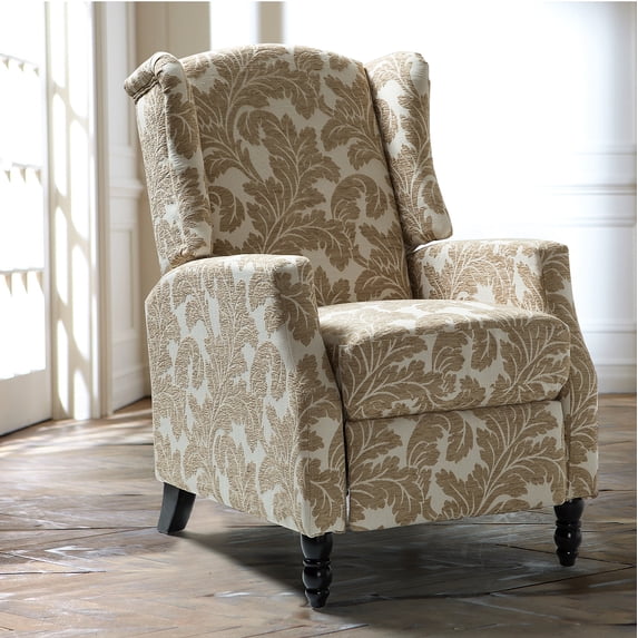 14 Karat Home Celia Comfortable Manual Recliner with Wingback in Leaves