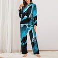 thumbnail image 2 of Bingfone Ensemble de Pyjama pour Femmes Imprimé Loup Pleine Lune Bleu, Ensemble de Pyjama à Manches Longues - Petit, 2 of 7