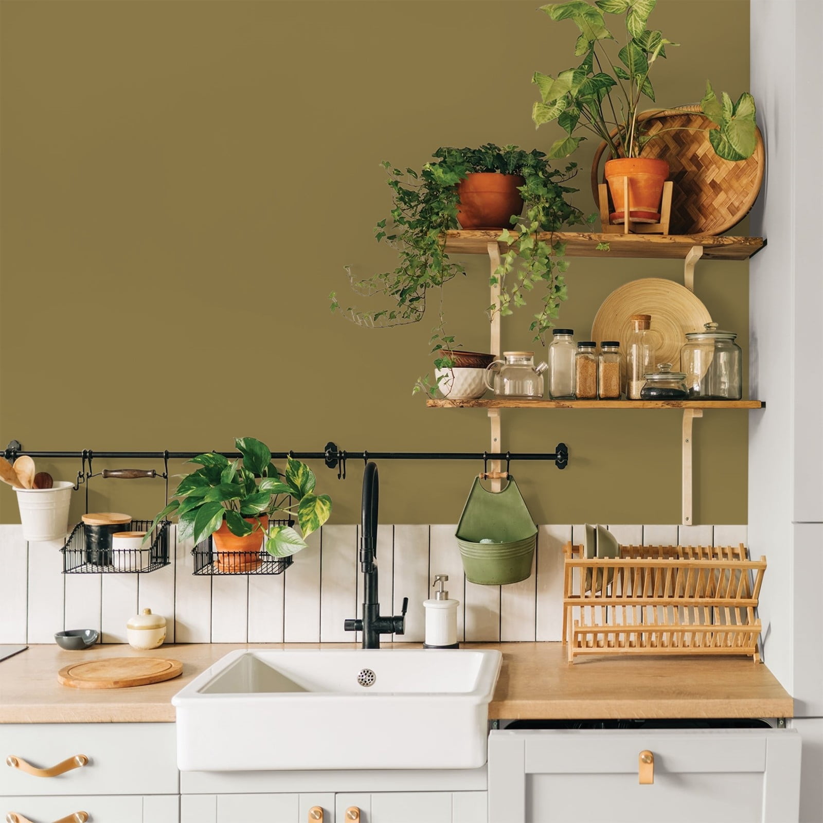 Glidden Glidden Kitchen Bath and Laundry Pickled Okra / Green, Eggshell Interior Paint with Primer, 1 Gallon