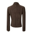 thumbnail image 5 of Women's Solid Color Double Metal Decoration Deer Leather Velvet Retro Long Sleeved Jacket, 5 of 6