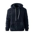 thumbnail image 5 of Mens Fuzzy Hoodie Ribbed Fleece Pullover Winter Warm Hooded Sweatshirts Long Sleeve Front Pocket Hoodies Fashion Loose Textured Outwear Casual Cozy Tops Fuzzy Clothes, 5 of 7