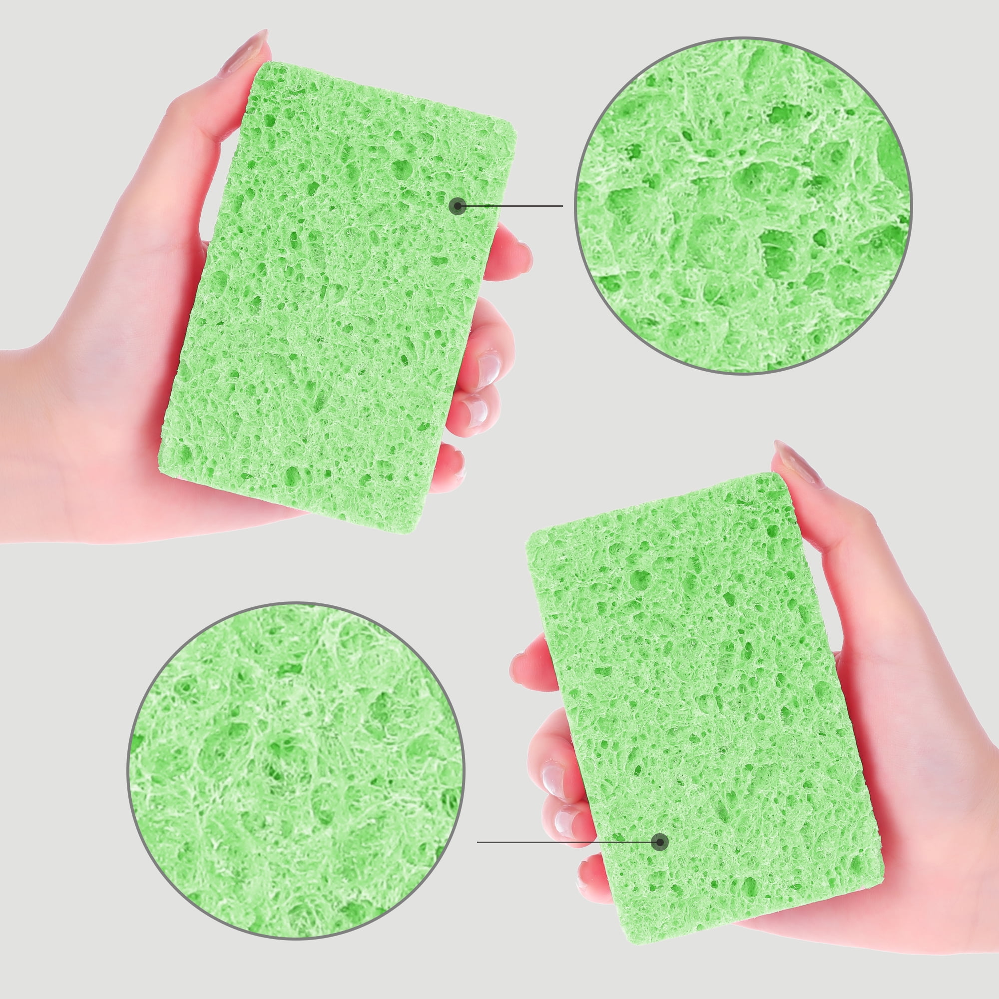 Unique Bargains 6 Pack Non-Scratch Sponges Kitchen Cleaning Sponges Green 4.3"x2.8"x0.8"