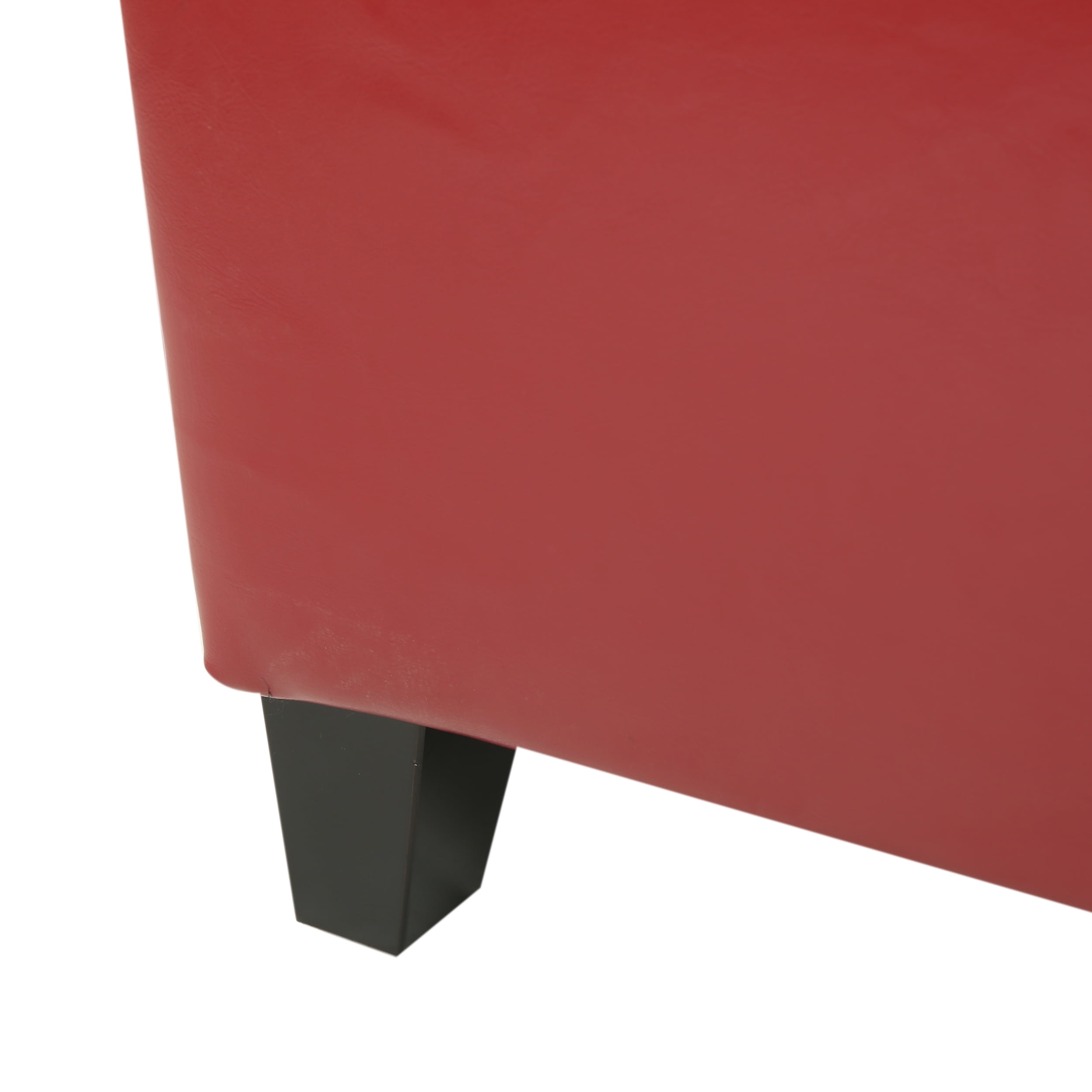 Noble House Gentry Red Faux Leather Storage Ottoman