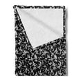 thumbnail image 2 of Monochrome Soft Flannel Fleece Throw Blanket, Monotone Composition with Swirled Foliage Flowers on Dark Background, Cozy Plush for Indoor and Outdoor Use, 70" x 90", Charcoal Grey White, by Ambesonne, 2 of 5