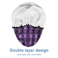 thumbnail image 4 of Shower Caps,Halloween Purple Checkered Ghosts and Icons Waterproof Shower Cap for Women 4 Pieces,Double Reusable Hair Cover for Shower PEVA Elastic Stretch Hem, 4 of 7