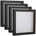 thumbnail image 2 of 4 Pcs 9.3 x 9.3 in Black Wood Deep Shadow Box Frame 0.8 inch Depth, Includes Cardboard Backing, Hanging Hook & Seamless Nail for Displaying Photos, Dried Flowers & Handmade Crafts, 2 of 6