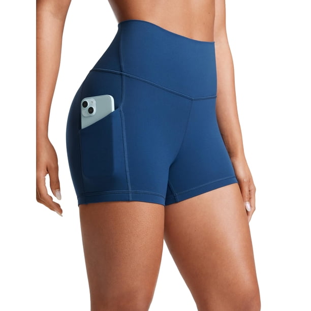 Shorts CRZ YOGA Butterluxe tiro alto 7,5 cm con bolsillos azul marino S