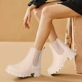 thumbnail image 5 of Elastic Chelsea Ankle Boots for Women Fashion Lug Sole Chunky Heels Comfortable Platform Ankle Booties, 5 of 6
