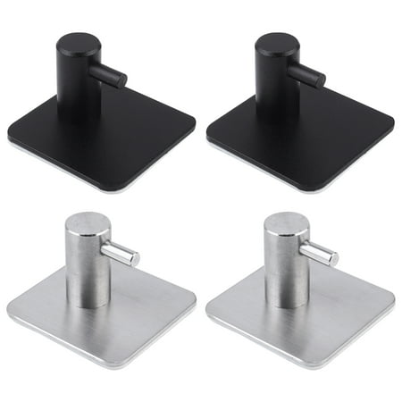 

4pcs Wall Mounted Hooks Stainless Steel Hook Strong Adhesive Hangers for Kitchen