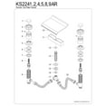 thumbnail image 3 of Kingston Brass KS2242AR Milano Two-Handle Deck Mount Roman Tub Faucet, Polished Brass, 3 of 4