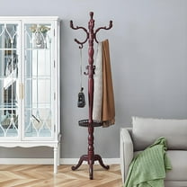 Coat Racks Free Standing with 14 Hooks, Natural Wood Coat Stands for Entryway, Adjustable Height 73 in Tree Coat Rack Stand for Hallway Home Office Bedroom