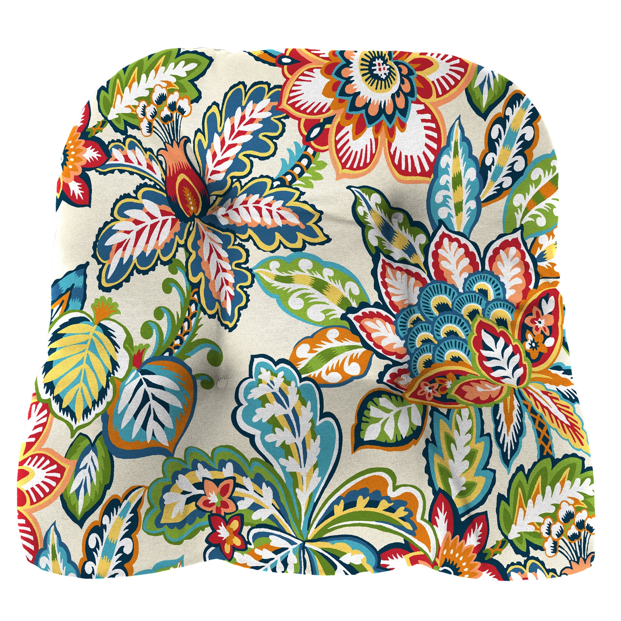 Jordan Manufacturing 19" x 19" Copeland Fiesta Multicolor Floral Square Tufted Outdoor Wicker Seat Cushions (2 Pack)