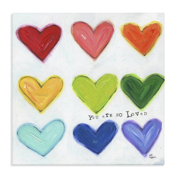 Stupell Industries Eclectic You Are So Loved Rainbow Hearts Canvas Art, 30 x 30, by Alli Rogosich