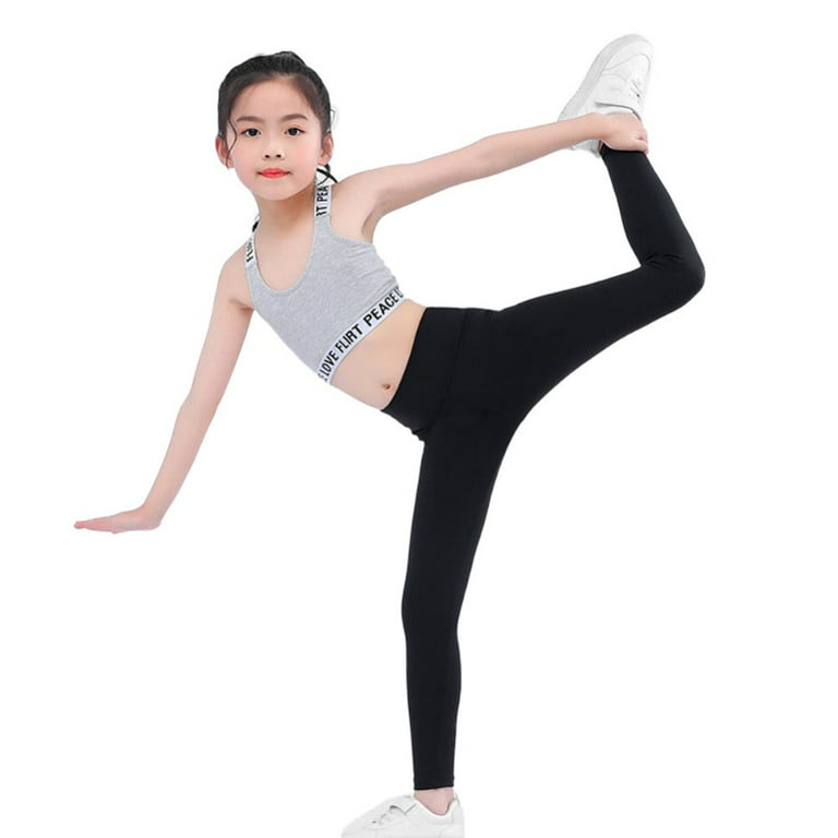 BULLPIANO Girl's Wideband Waist Leggings High Waisted Tights Workout Yoga  Skinny Sport Pants