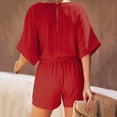 thumbnail image 5 of Edvintorg Womens Summer Belted Romper Fashion Streetwear Solid V-Neck Lace Up Short Sleeve Jumpsuit Shorts Jumpsuits Woman 2023 On Clearance, 5 of 7