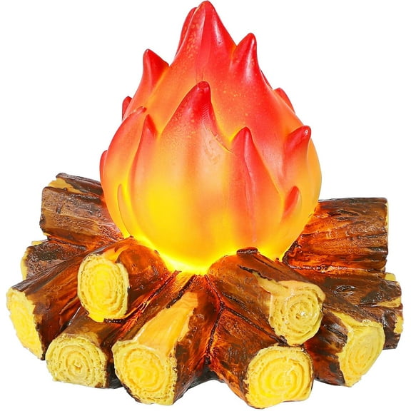 ABCISI LED Fake Campfire Lamp, Battery Powered Artificial Fire, Fake Flame with Realistic Log Flameless Candle for Halloween Christmas Campfire Party Decorations