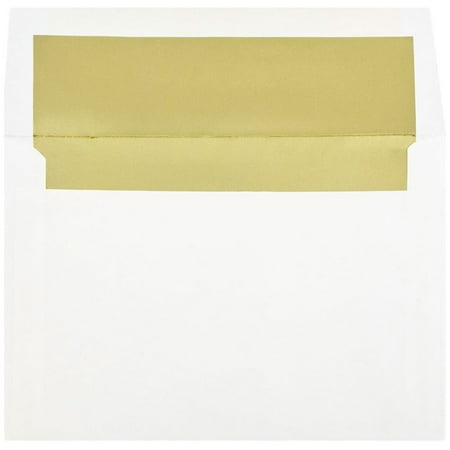 UPC: 0609613738210 | JAM A8 Foil Lined Invitation Envelopes  5 1/2 x 8 1/8  White with Gold Foil  25/Pack