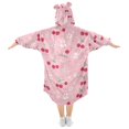 thumbnail image 2 of FORMRS Wearable Blanket Hoodie with Sleeves for Kids Cozy Flannel Sweatshirt, Pink Cute Cherry Pattern, 2 of 7