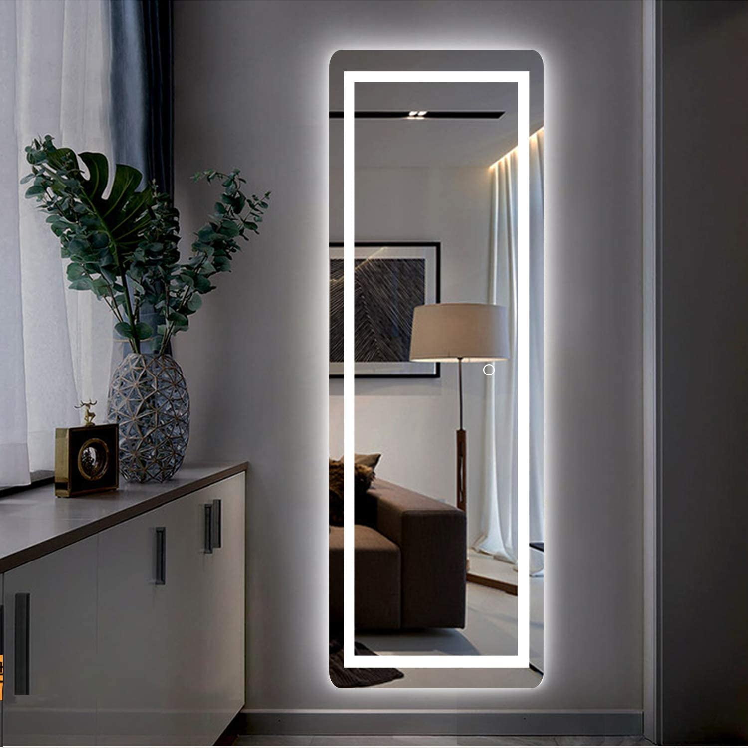 Details about  / Whole Body Mirror Wall Mounted LED Lighted Vanity Backlit Bedroom Bathroom Light