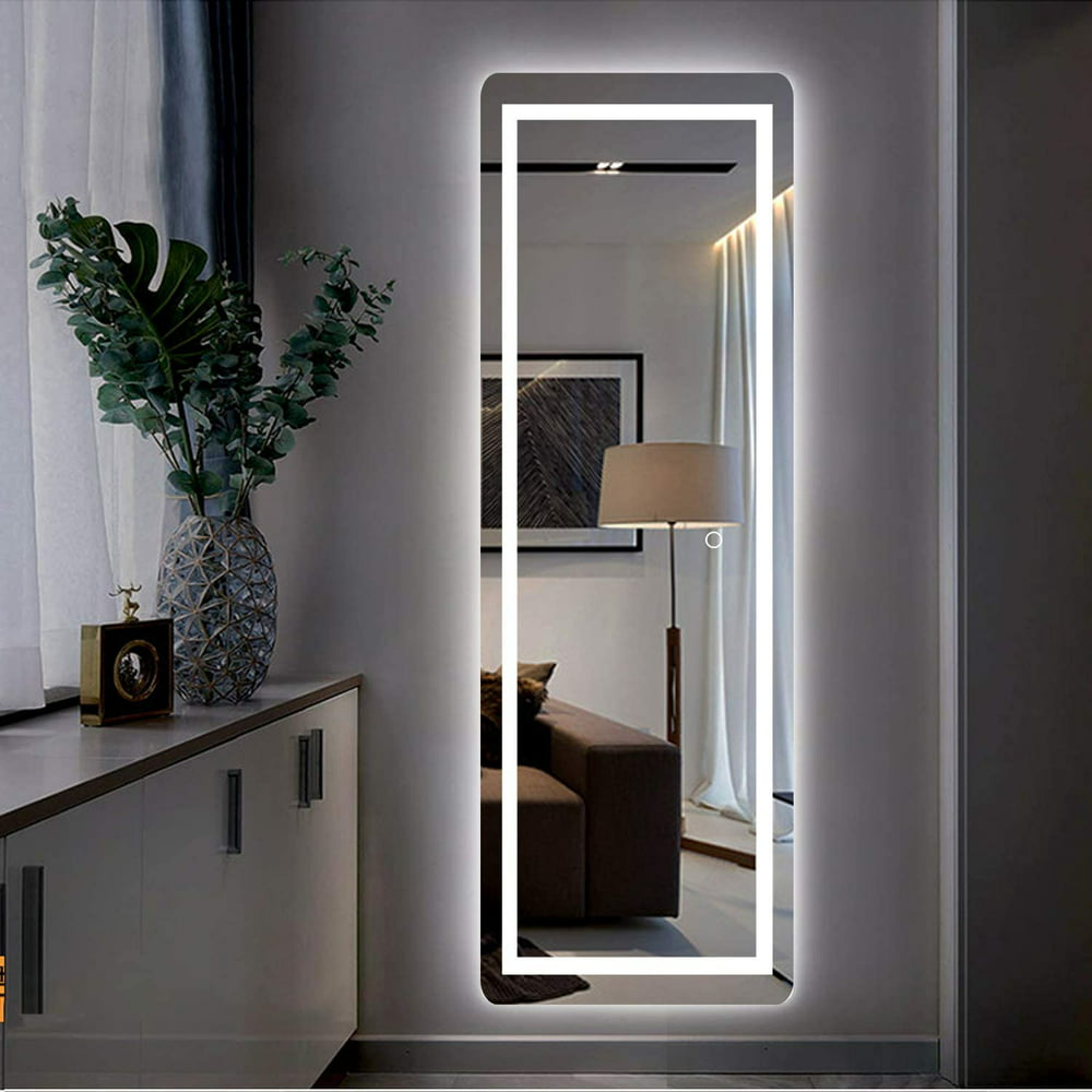 LED Full Length Mirror Wall Mounted Lighted Floor Mirror Dressing ...