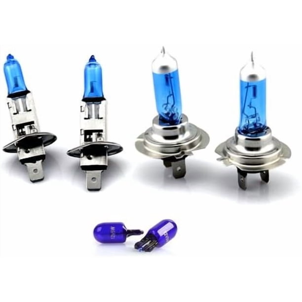 Juego de 2 bombillas para faros delanteros de coche H7 (499) de 100 W y H1 (448) de 100 W con efecto xenón superblanco, 12 V (2 pares)
