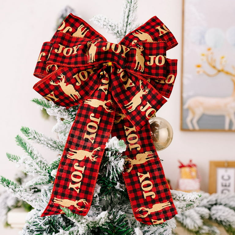 2 Rolls Red and Black Plaid Burlap Ribbon Wired Ribbon Christmas Wrapping Ribbon for Christmas Crafts Decoration, Floral Bows Craft, 472 by 1.9 Inches