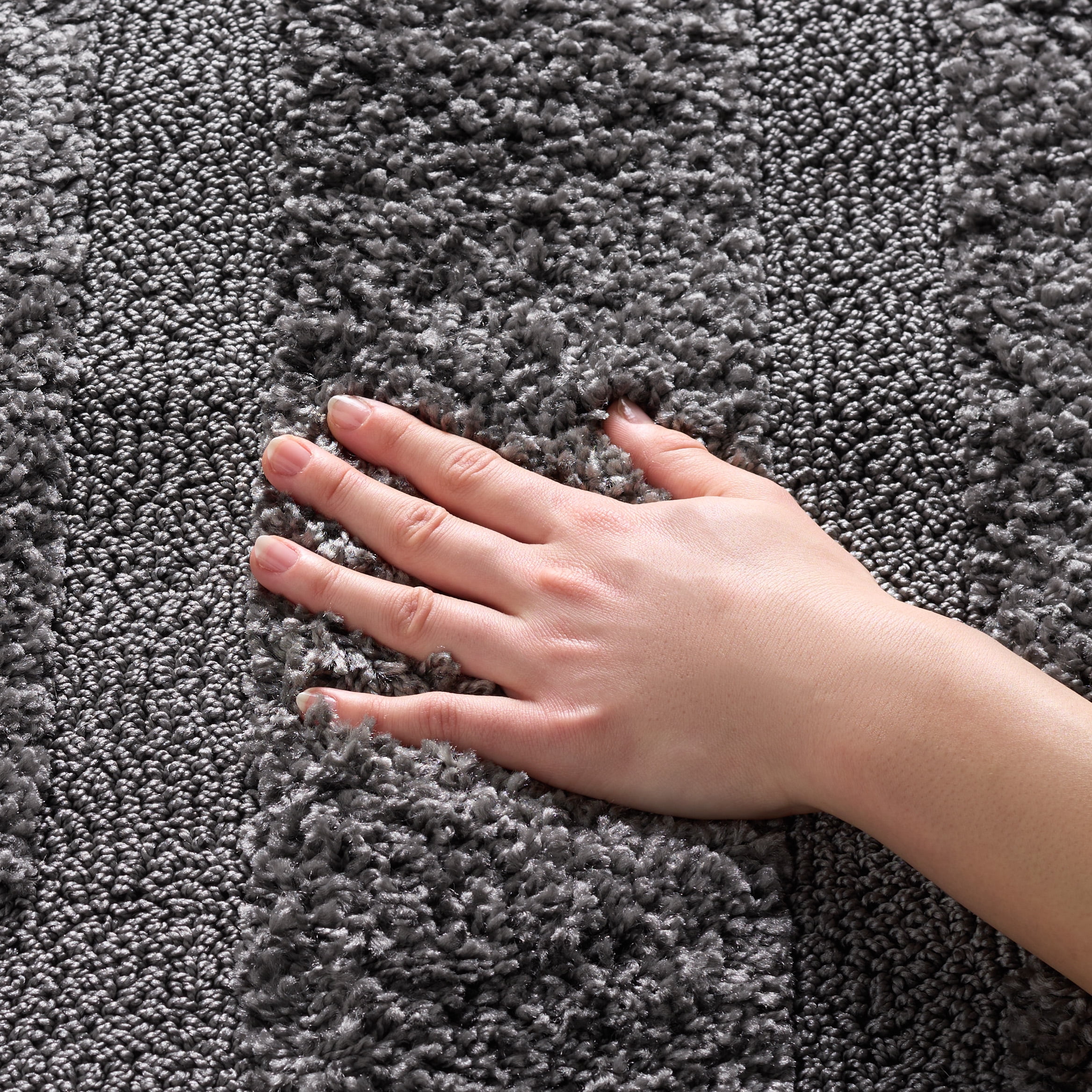SAFAVIEH Florida Mason Bordered Shag Area Rug, Grey, 2' x 3'