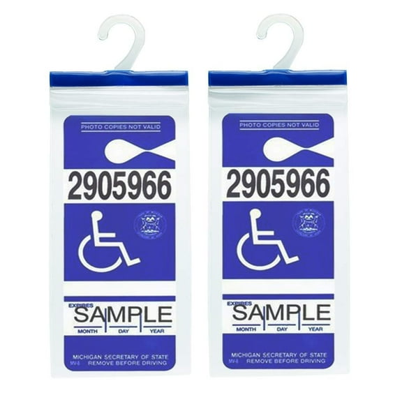 2Pack Handicap Parking Placard Holder - Disabled Parking Permit Holder Hanger Sleeve with Larger Hook