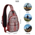 thumbnail image 5 of Sling Backpack,Red and White Christmas Folk Pattern Crossbody Bag with Water Bottle Holder,Waterproof Sling Bag for Men/Women with Chest Phone Holder for Hiking,Travel, 5 of 6