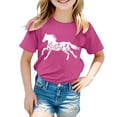 thumbnail image 4 of FUZHIQ Girls Short Sleeve T-Shirts Horse Print Round Neck Summer Tops Casual Cute Tees,3-4Years, 4 of 6