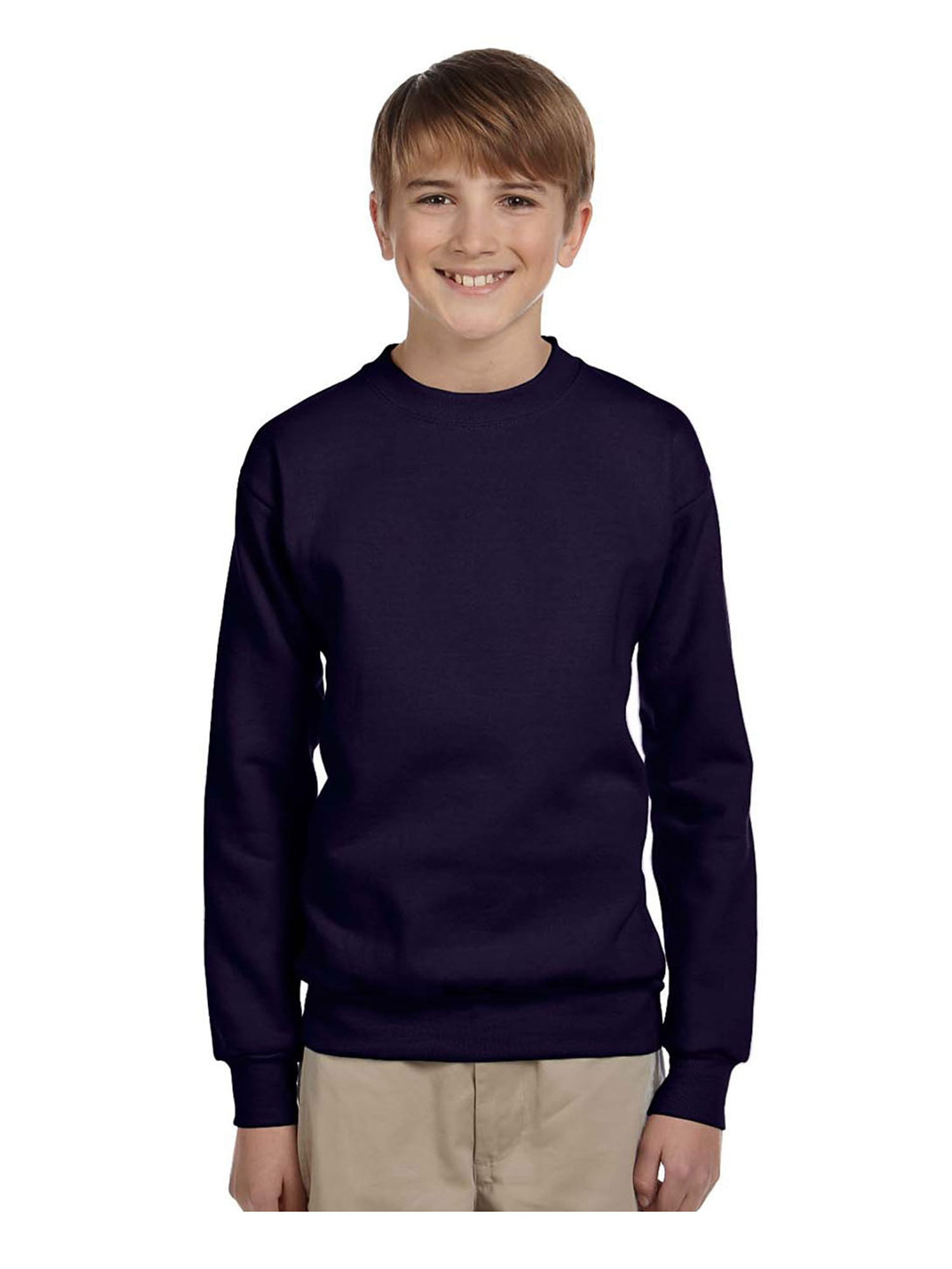 Hanes Youth Cotton Crewneck Fleece Closure Sweatshirt, Style P360 ...