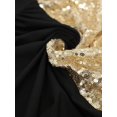 thumbnail image 5 of Elegant Black And Gold Sleeveless Sequin Top With Ruched Maxi Skirt Dress For Party Date Banquet, 5 of 7