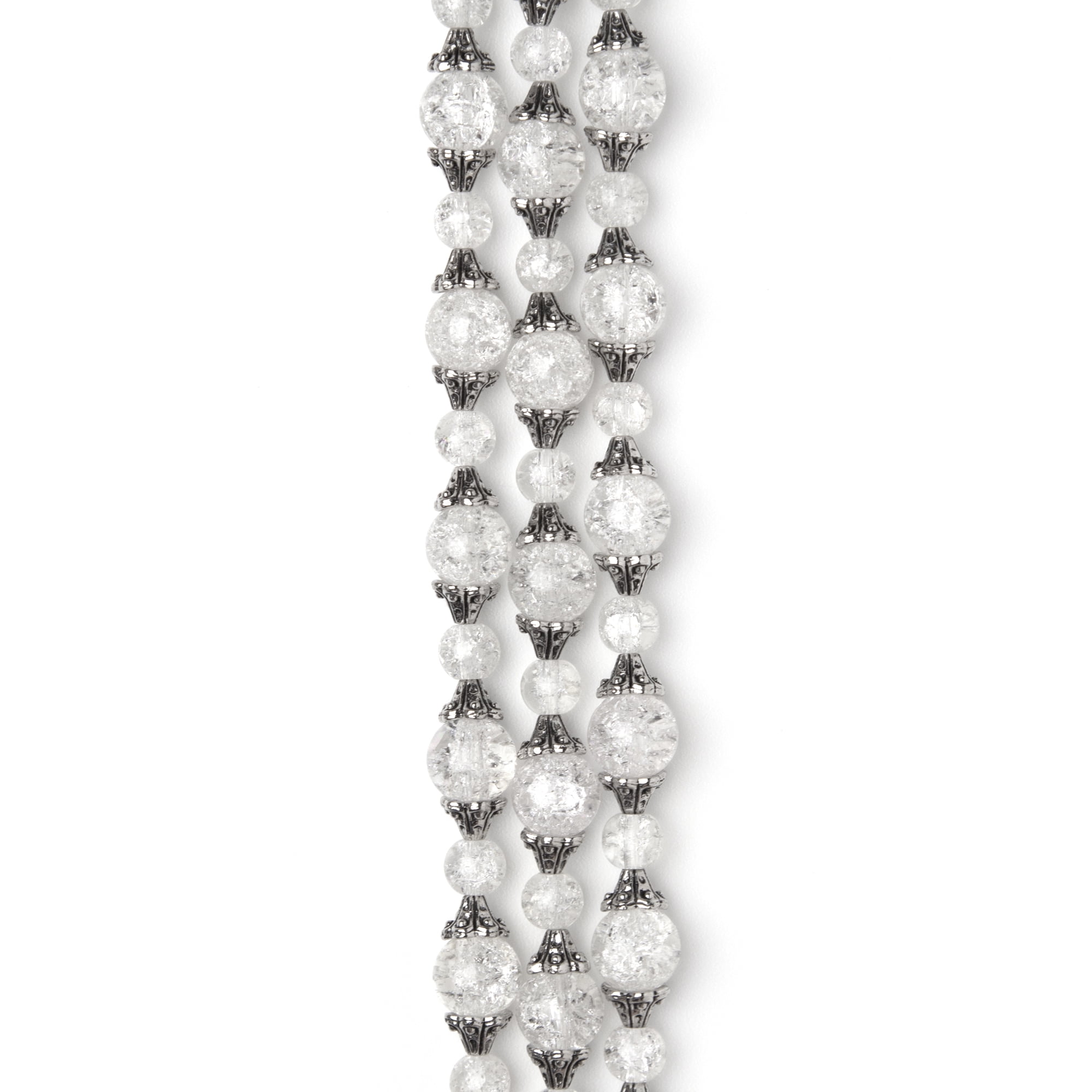 Cousin DIY Glass Clear Crackle Beads with Caps Strand, Unisex, 99 Pieces