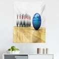 thumbnail image 1 of Bowling Party Tapestry, Vivid Objects Ball and Pins on a Parquet Floor Print Party Set, Fabric Wall Hanging Decor for Bedroom Living Room Dorm, 5 Sizes, Blue Pale Brown White, by Ambesonne, 1 of 1