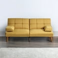 thumbnail image 6 of Benzara Gina Adjustable Fabric Futon Sofa Bed with Tapered Legs in Yellow, 6 of 6