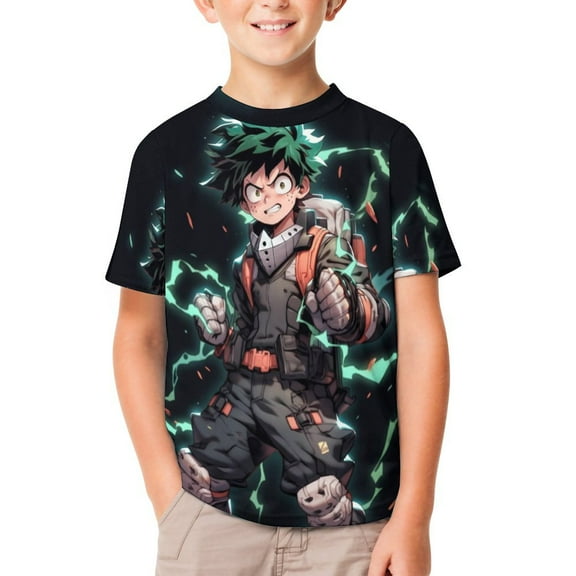 My Hero Academia Kids Short Sleeve Tee Shirt Novelty Crewneck T-Shirts Unisex Summer Blouse Tops for Boys Girls 100CM