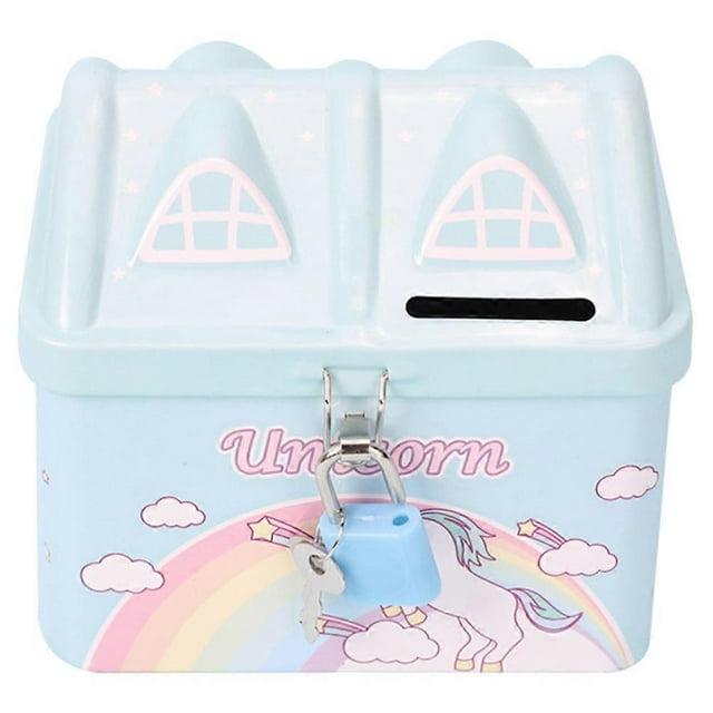 Kids Piggy Bank Metal House Piggy Bank Girl Piggy Bank House Shaped Money Saving Bank with Lock