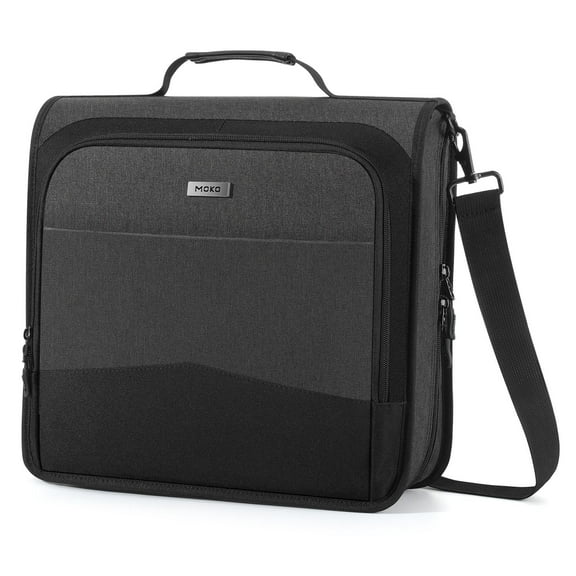 MoKo Zipper Binder, 3 Inch 3 D-Ring 700 Sheets Capacity Multi-Pocket Organizer with Shoulder Strap & Handle, School Supplies,Black