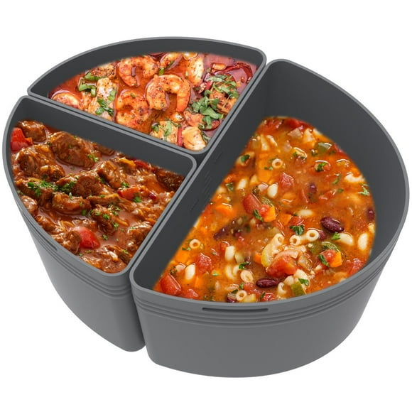 3 Pcs Slow Cooker Divider Liner Fit 6 QT Pot Leakproof Slow Cooker Divider Liner Reusableilicone Slow Cooker Divider Liner Heat Resistant Cooking Liner Dishwasher Safe