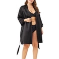 thumbnail image 3 of VSNOW Women's Plus Size Silk Satin Robe Kimono Bridesmaid Nightgown Sleepwear Lingerie, 3 of 8