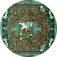 thumbnail image 1 of Ahgly Company Indoor Round Animal Turquoise Blue Traditional Area Rugs, 6' Round, 1 of 4