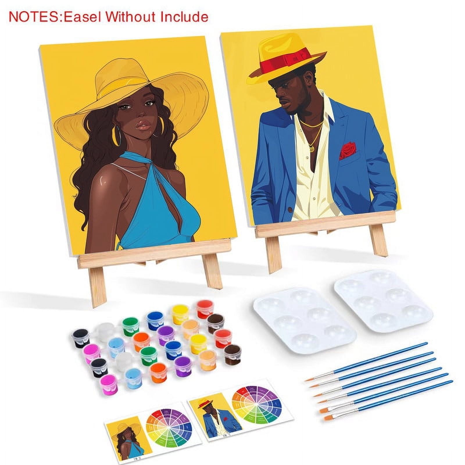 Paint and Sip Kit for Adults with Stand, 8x10 Inch Pre Drawn Stretched Canvas for Painting Your Partner Date Night Valentines Day