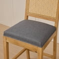 thumbnail image 6 of 26" Rattan Bar Stools Set of 2, Farmhouse Counter Height Barstools with Rattan Back, Upholstered Kitchen Island Barstools with Footrest for Living Room, Gray, 6 of 8