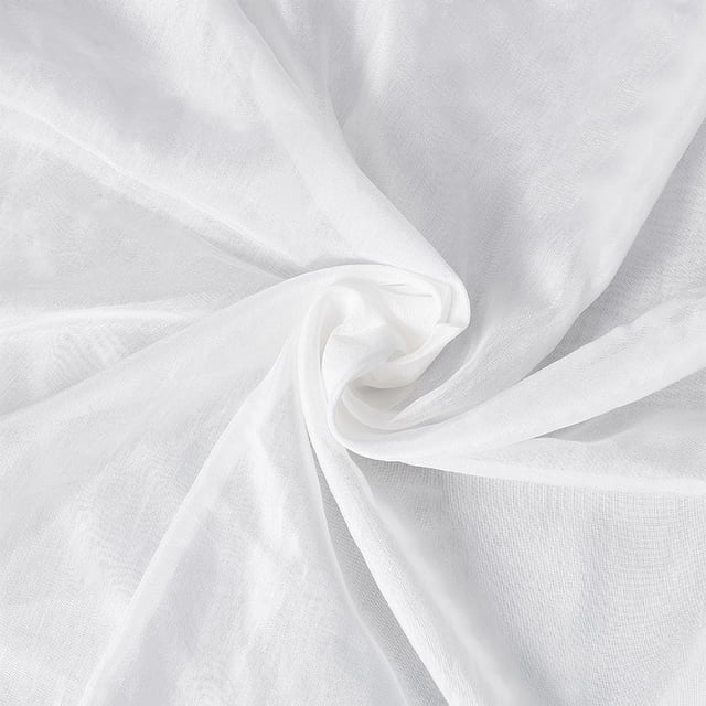 Tela de organza de seda blanca de 1,1 yardas, 55,1 pulgadas de ancho, patrón liso, tejido Leno, perfecta para manualidades y decoraciones.