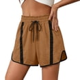 thumbnail image 3 of Yievot Cotton Athletic Shorts for Women Striped Elastic Waist Drawstring Lightweight Workout Gym Running Shorts, 3 of 4