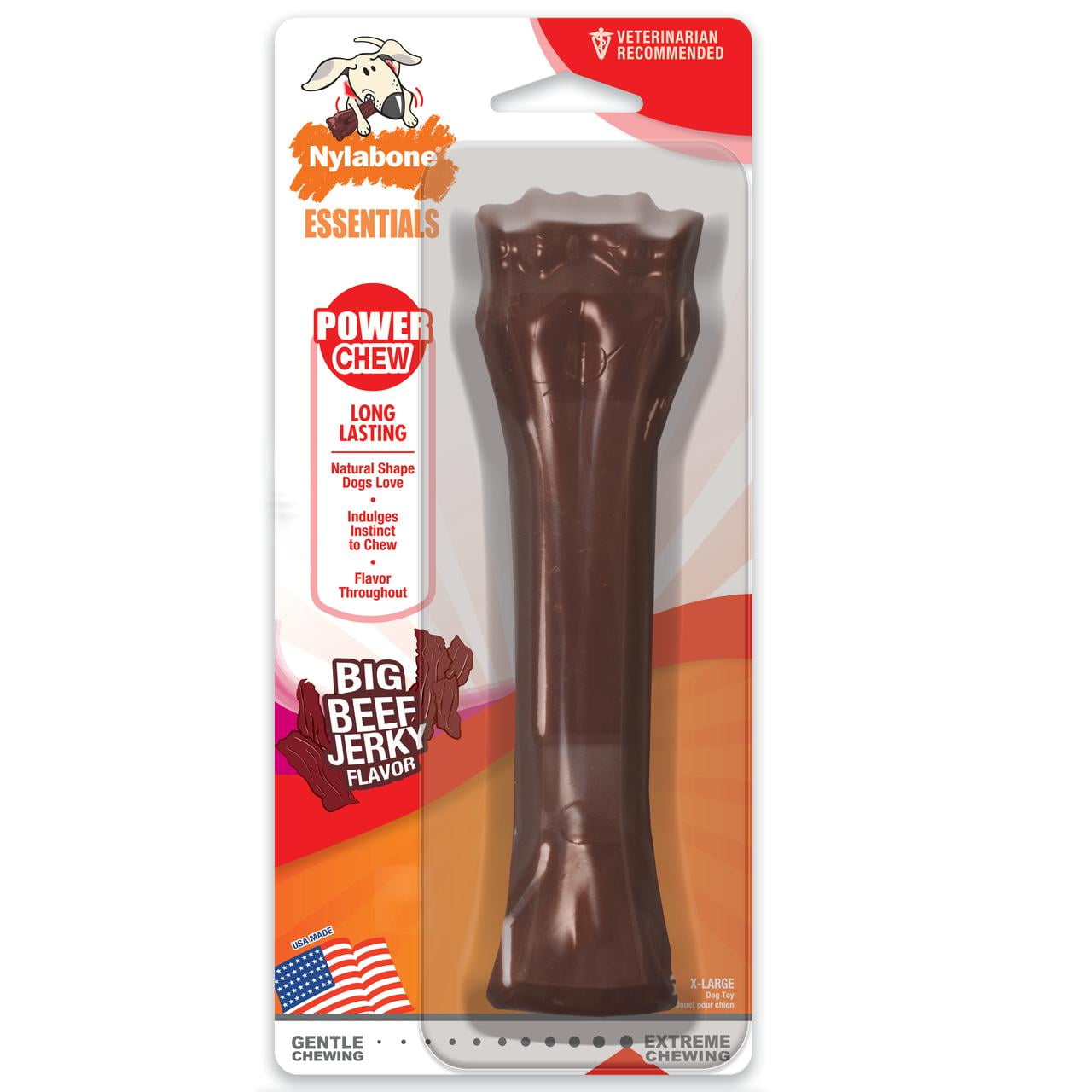 Nylabone Power Chew Flavored Durable Chew Toy for Dogs Beef Flavor X