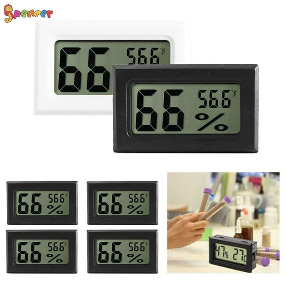 Spencer 4 Pack Mini LCD Digital Electronic Temperature Humidity Meters Gauge Indoor Thermometer Hygrometer for Humidors, Greenhouse, Garden, Cellar, Fridge "Black"