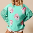 thumbnail image 2 of Fshinging Oversize Sweatshirt For Women Hoodie Christmas Sequin Santa Claus Print Patchwork Long Sleeve Ugly Sweater Fall Winter Clothes, 2 of 9