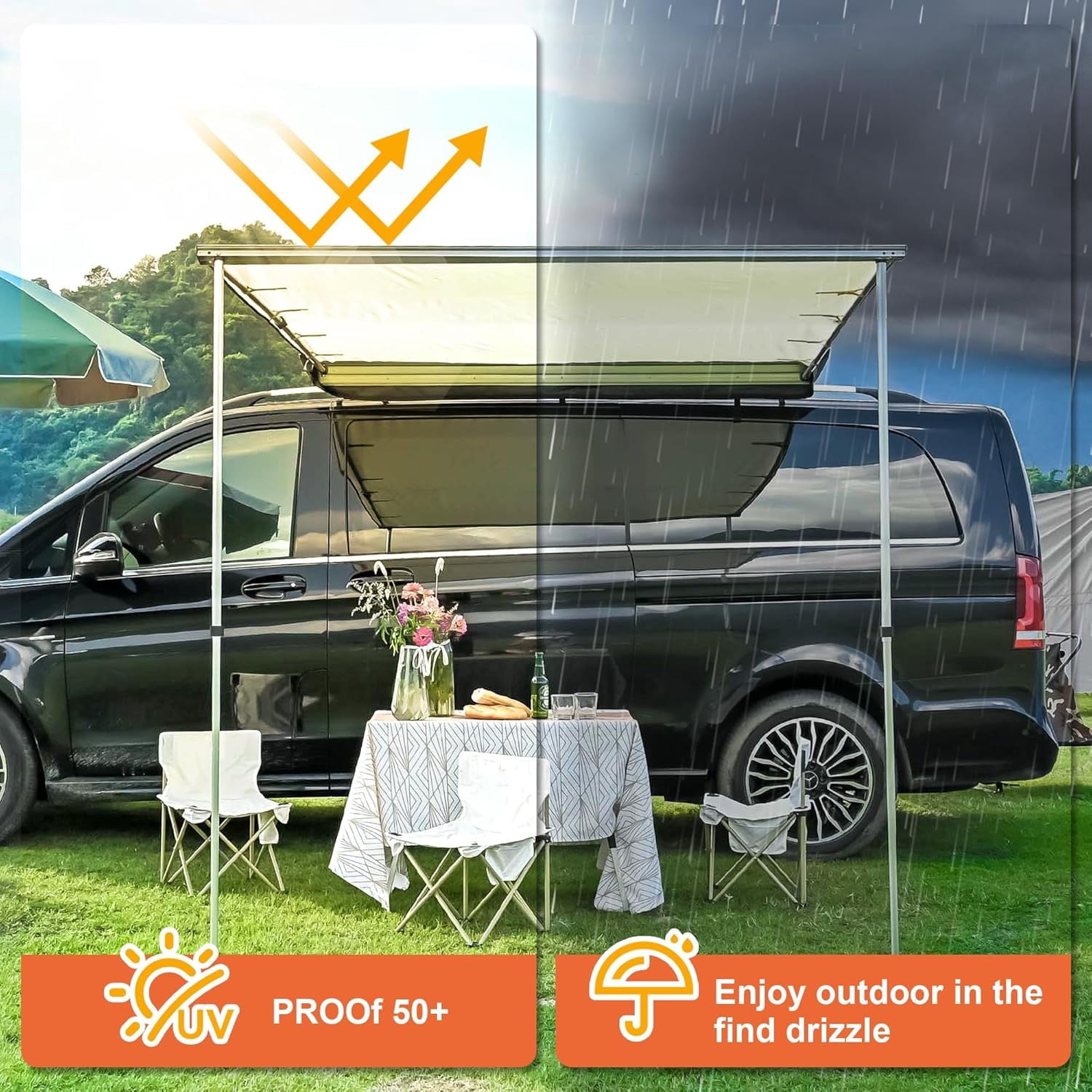 Yescom 4.6x6.8Ft Car Side Awning PU2000mm UV50+, Beige
